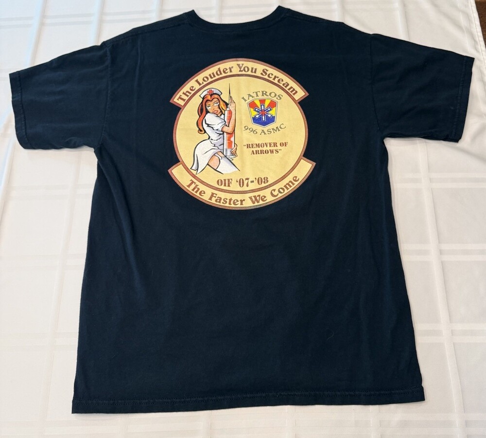OIF Iraq Deployment Shirt 996 ASMC Forward Support Medics 2007 2008 Vintage L